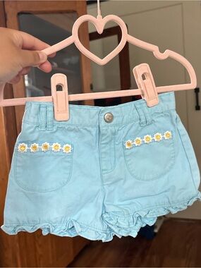 Gymboree Girls Light Blue Daisy Trim Shorts